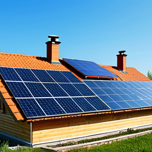 Solar Panels on a Dacha**

"A modern dacha in the Russian countryside, with solar panels prominently installed on the roof. The dacha is surrounded by a well-kept garden. Image should convey a sense of self-sufficiency and environmental consciousness. Clear blue sky. Safe for work, appropriate content, fully clothed, professional, family-friendly, perfect anatomy, correct proportions, natural pose. High quality, detailed."

**